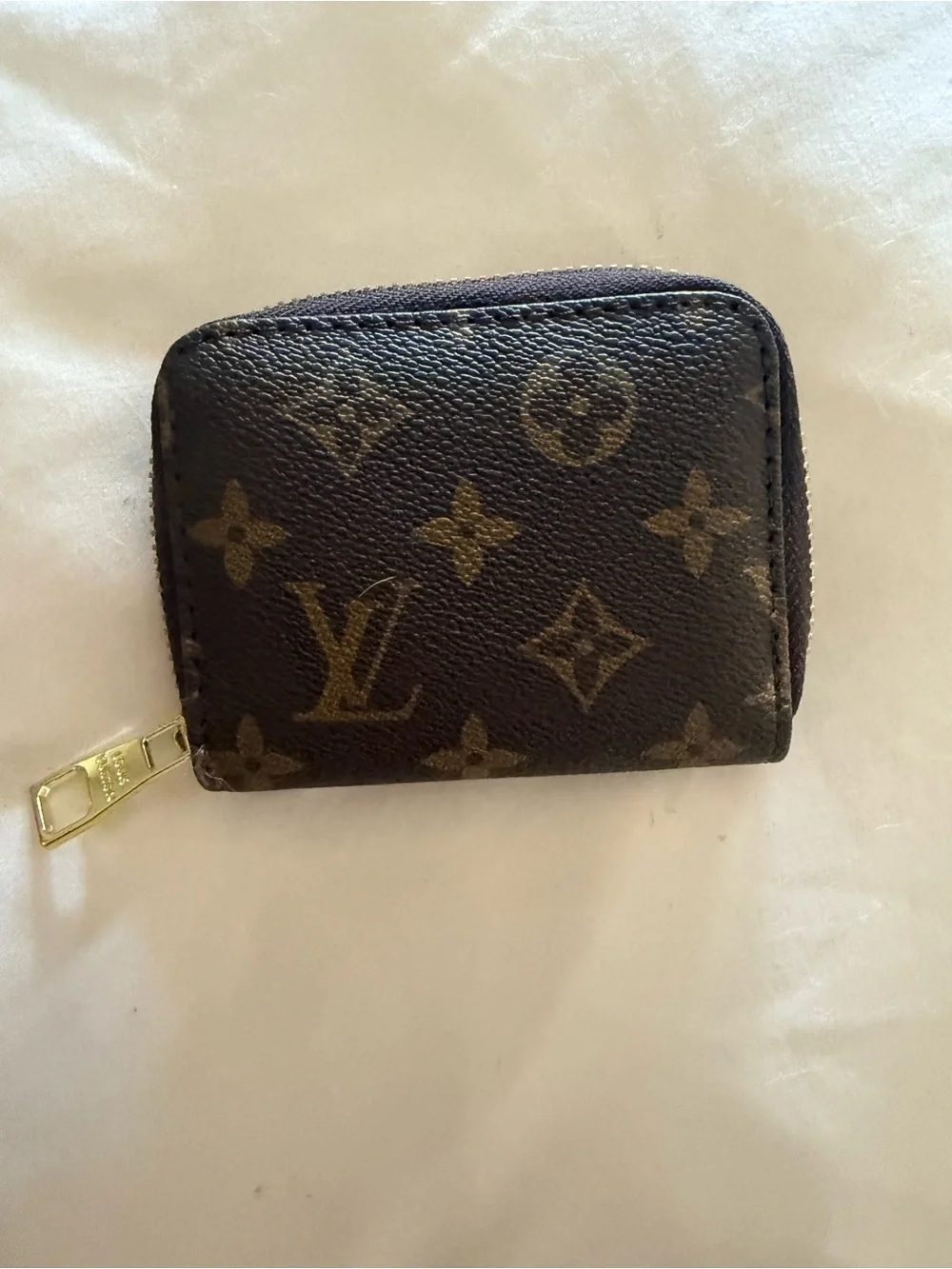Brown Monogram Card/Zip Coin Purse